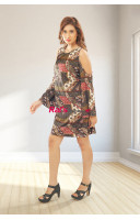 Round Neck Off Shoulder Printed Western Dress (KR367) Round Neck Off Shoulder Printed Western Dress (KR367)